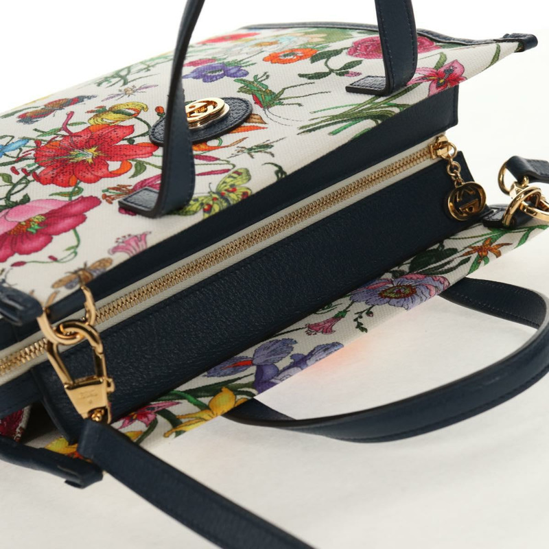 【日本直送】GUCCI Flora 手袋 帆布 兩用 藍白配色 550141 正品 am9636M-5