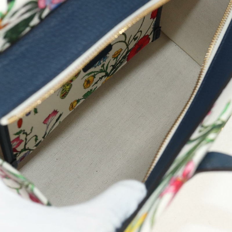【日本直送】GUCCI Flora 手袋 帆布 兩用 藍白配色 550141 正品 am9636M-9