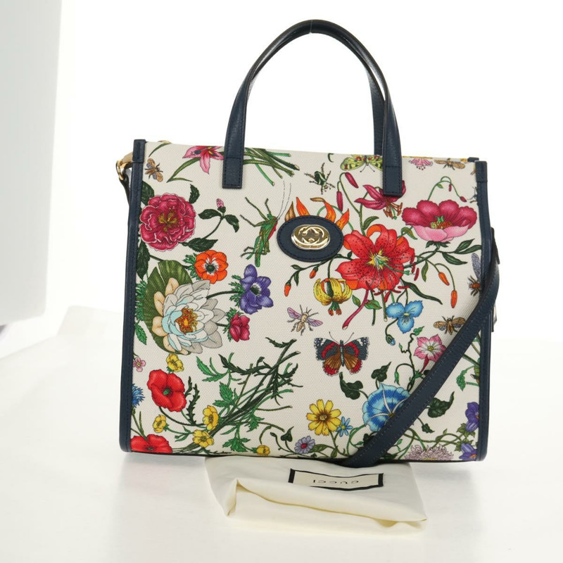 【日本直送】GUCCI Flora 手袋 帆布 兩用 藍白配色 550141 正品 am9636M-11