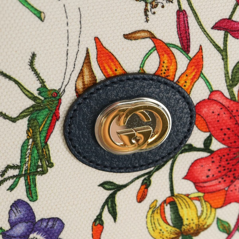 【日本直送】GUCCI Flora 手袋 帆布 兩用 藍白配色 550141 正品 am9636M-19