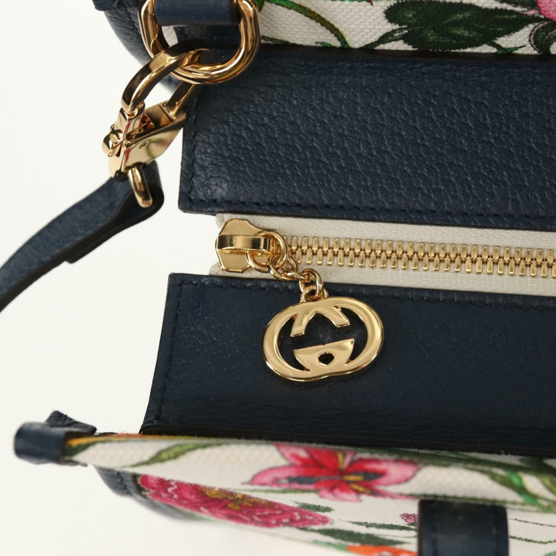 【日本直送】GUCCI Flora 手袋 帆布 兩用 藍白配色 550141 正品 am9636M-21