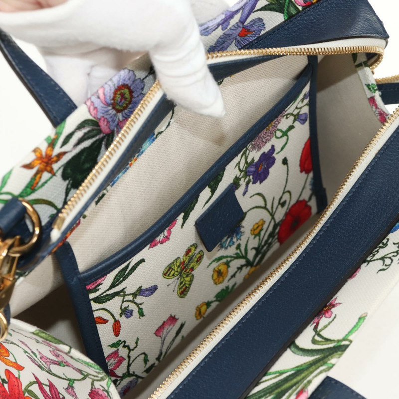 【日本直送】GUCCI Flora 手袋 帆布 兩用 藍白配色 550141 正品 am9636M-25