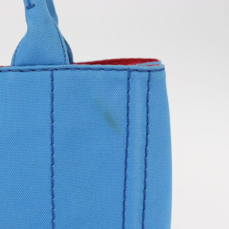 【日本直送】PRADA Canapa PM 手袋 帆布 2way 藍色 銀色 Auth 152636-2