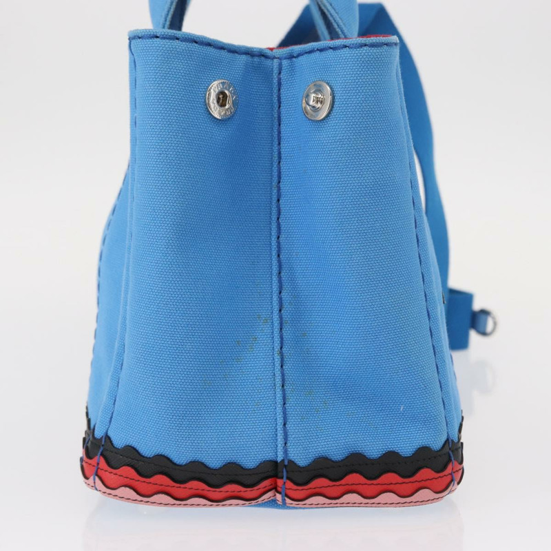 【日本直送】PRADA Canapa PM 手袋 帆布 2way 藍色 銀色 Auth 152636-4