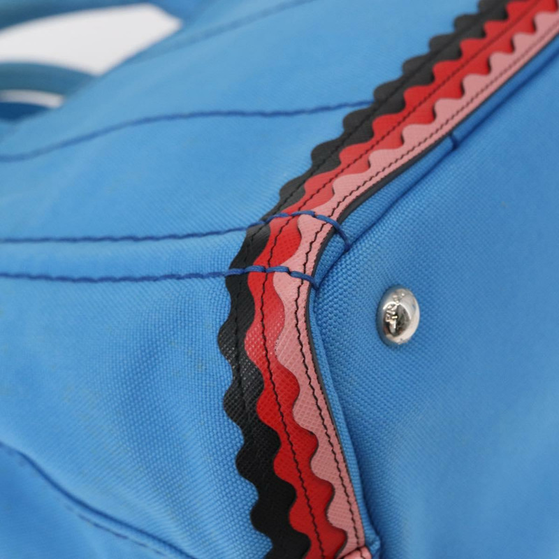 【日本直送】PRADA Canapa PM 手袋 帆布 2way 藍色 銀色 Auth 152636-16