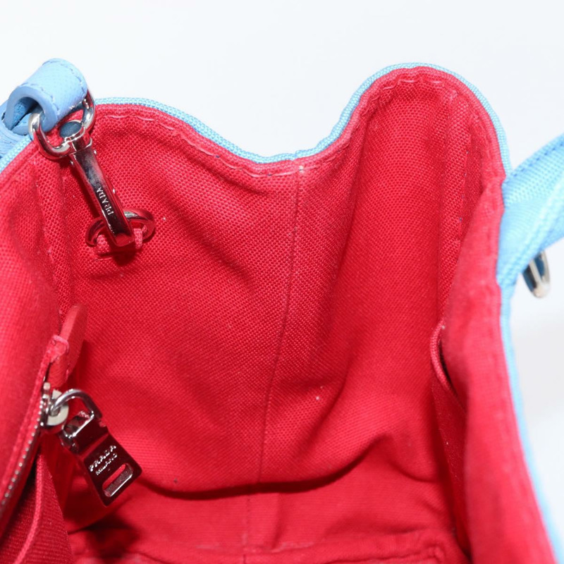 【日本直送】PRADA Canapa PM 手袋 帆布 2way 藍色 銀色 Auth 152636-20