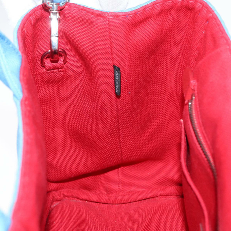 【日本直送】PRADA Canapa PM 手袋 帆布 2way 藍色 銀色 Auth 152636-21