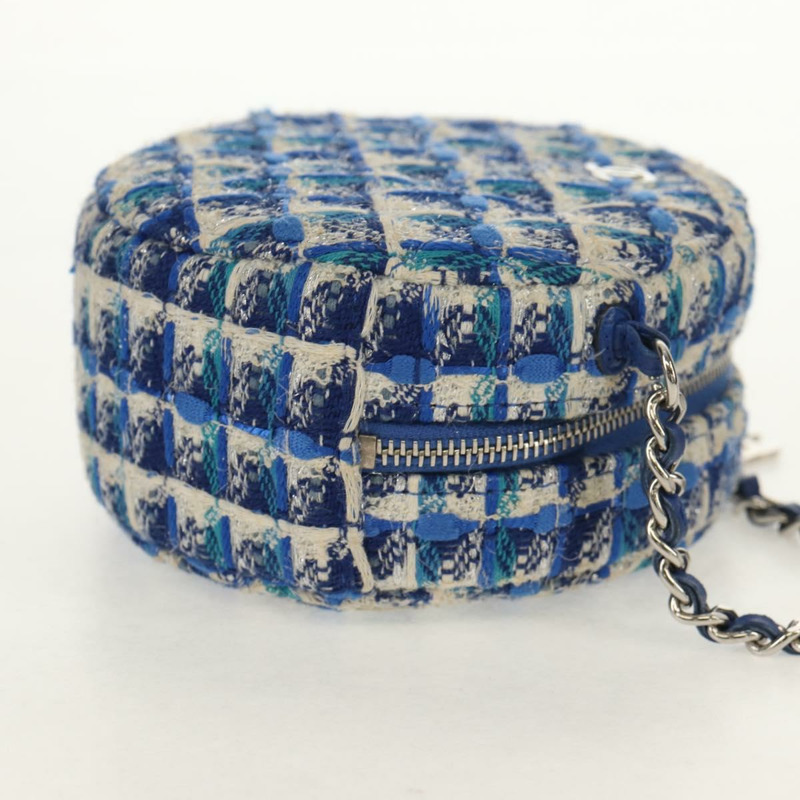 【日本直送】香奈兒鏈條肩背包，斜紋軟呢，藍色，銀色，CC標誌，正品編號bs30994SAV-3