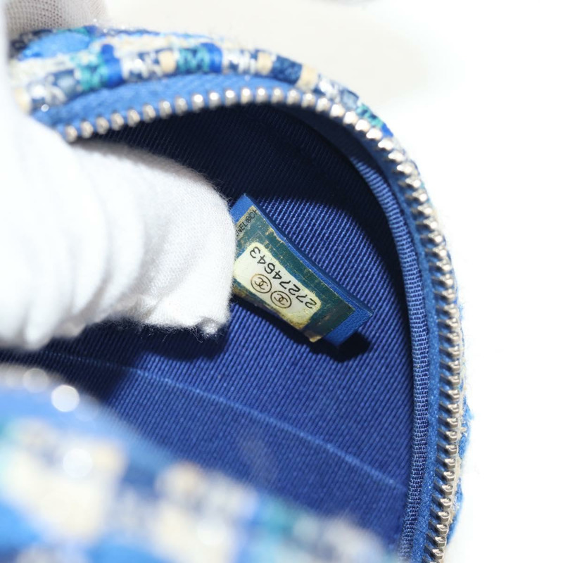 【日本直送】香奈兒鏈條肩背包，斜紋軟呢，藍色，銀色，CC標誌，正品編號bs30994SAV-9