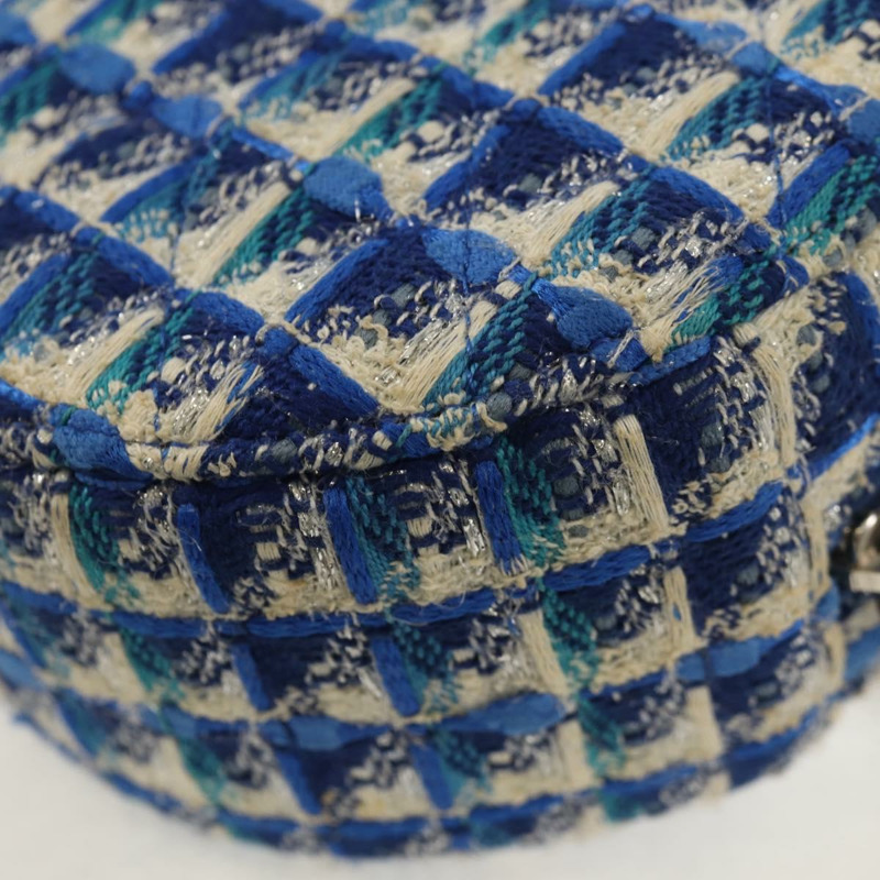 【日本直送】香奈兒鏈條肩背包，斜紋軟呢，藍色，銀色，CC標誌，正品編號bs30994SAV-17