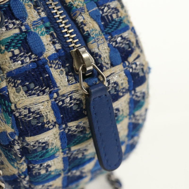 【日本直送】香奈兒鏈條肩背包，斜紋軟呢，藍色，銀色，CC標誌，正品編號bs30994SAV-20