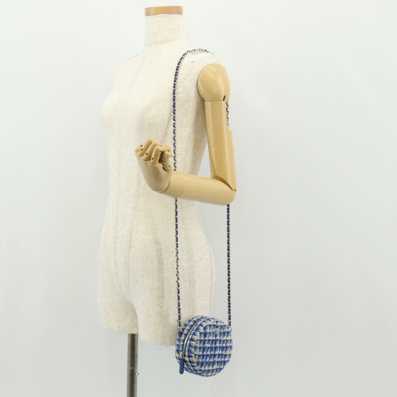 【日本直送】香奈兒鏈條肩背包，斜紋軟呢，藍色，銀色，CC標誌，正品編號bs30994SAV-25