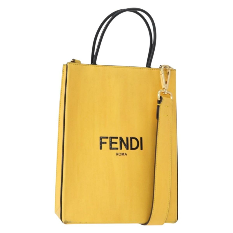 【日本直送】FENDI 手提包 皮革 兩用 黃色 金色 正品 BA7681-0