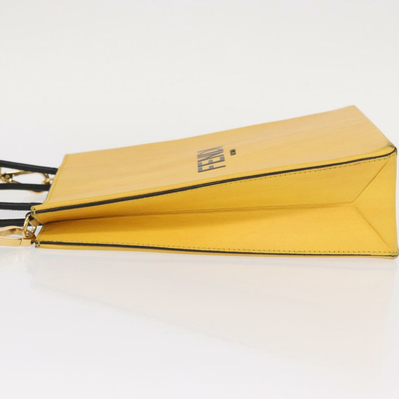 【日本直送】FENDI 手提包 皮革 兩用 黃色 金色 正品 BA7681-3