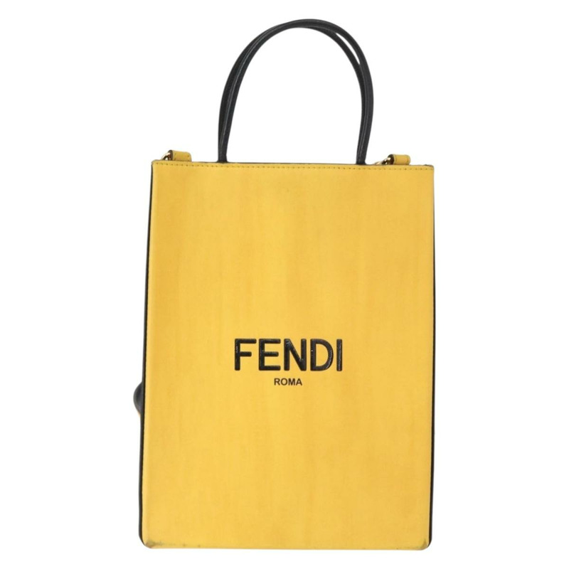 【日本直送】FENDI 手提包 皮革 兩用 黃色 金色 正品 BA7681-12