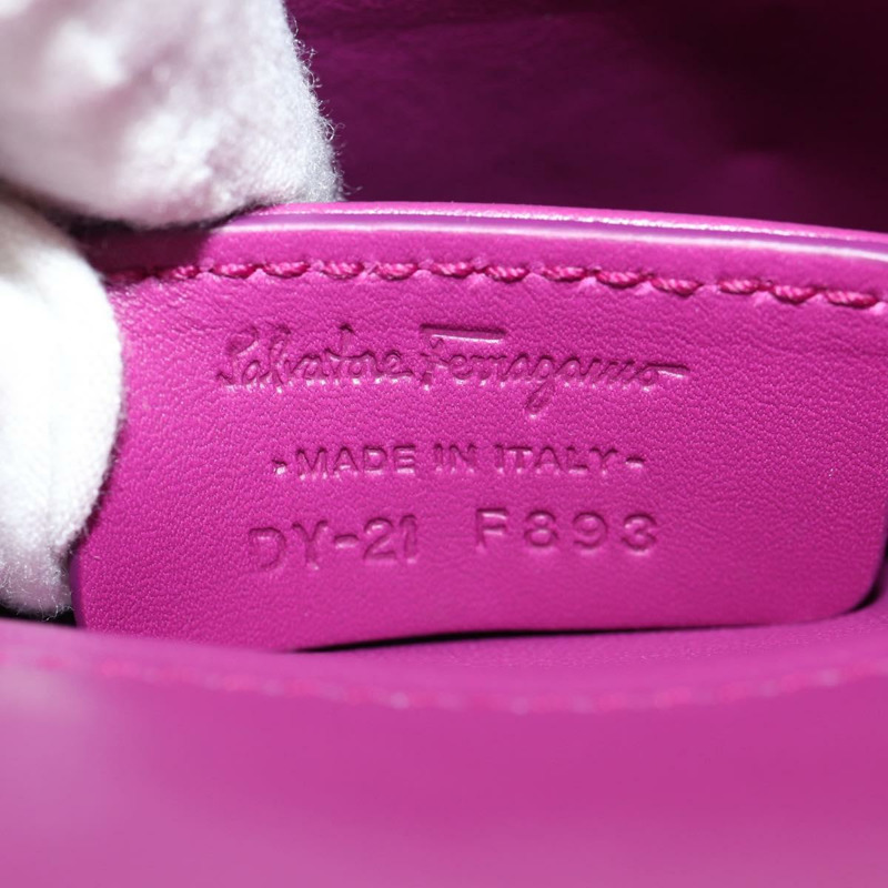 【日本直送】Salvatore Ferragamo 鏈條單肩包 皮革 紫色 金色 正品 152688V-10