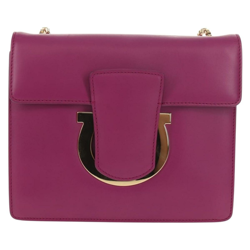 【日本直送】Salvatore Ferragamo 鏈條單肩包 皮革 紫色 金色 正品 152688V-12