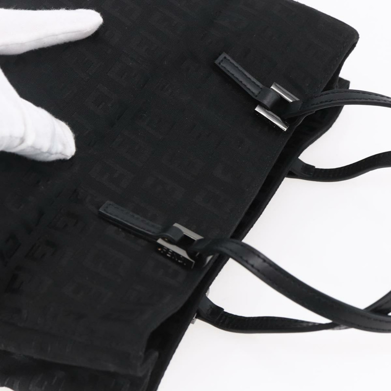 【日本直送】FENDI Zucchino帆布手提包 黑色 銀色 正品 am9157-5