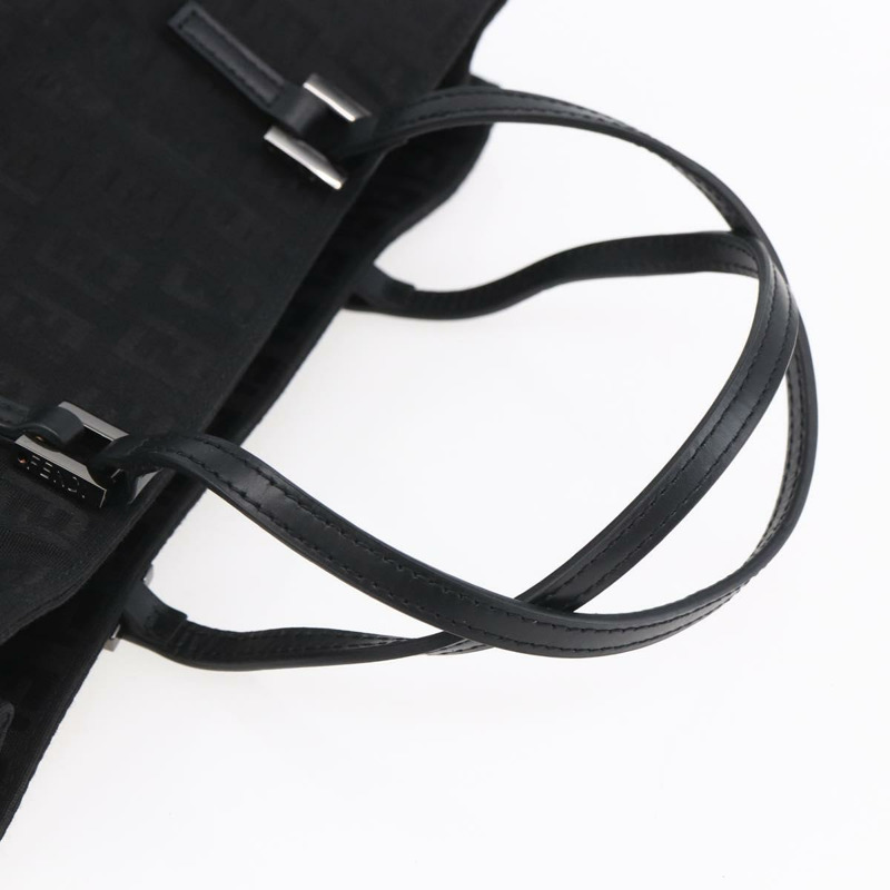 【日本直送】FENDI Zucchino帆布手提包 黑色 銀色 正品 am9157-6