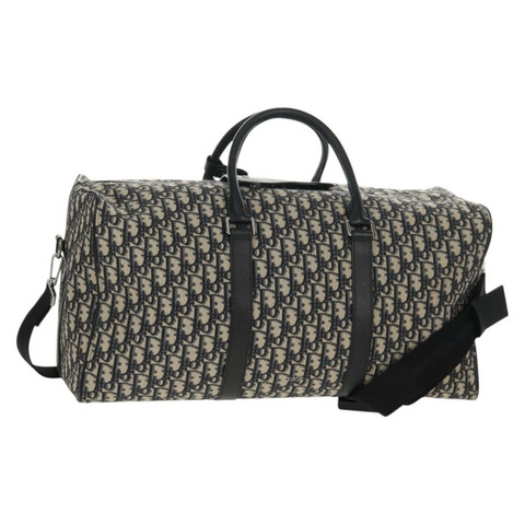 Christian Dior Trotter 帆布提花 Lango 50 手袋 海軍藍 銀色 正品 152454SM