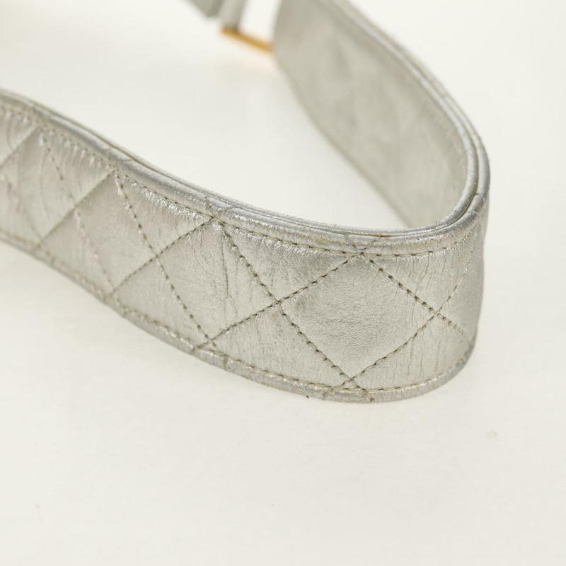 【日本直送】香奈兒 (CHANEL) 絎縫單肩包 皮革 銀色 金色 CC 標誌 正品 152450SAV-7