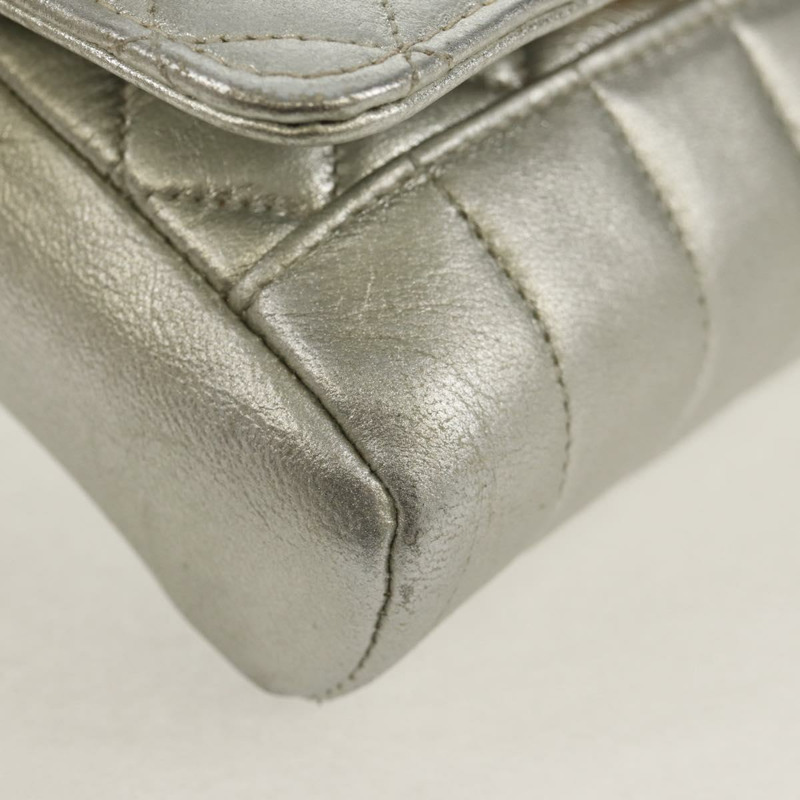 【日本直送】香奈兒 (CHANEL) 絎縫單肩包 皮革 銀色 金色 CC 標誌 正品 152450SAV-14