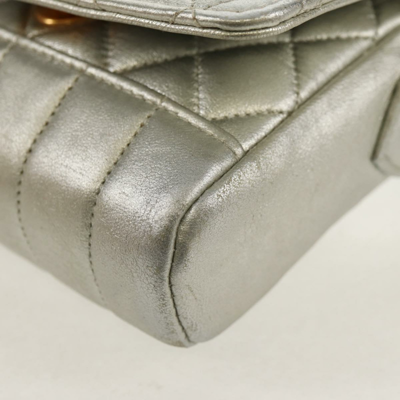 【日本直送】香奈兒 (CHANEL) 絎縫單肩包 皮革 銀色 金色 CC 標誌 正品 152450SAV-15