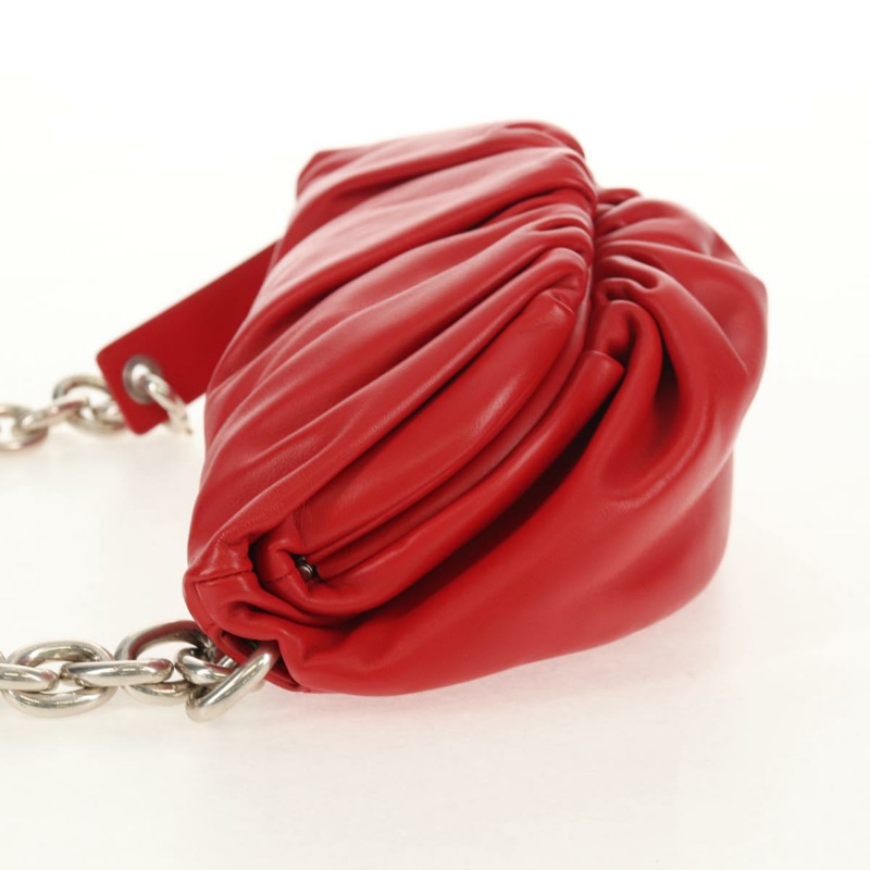 【日本直送】BOTTEGA VENETA 鏈條肩背包 皮革 紅色 銀色 正品 BA7679V-2