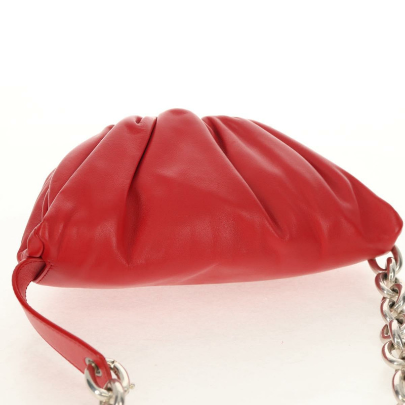 【日本直送】BOTTEGA VENETA 鏈條肩背包 皮革 紅色 銀色 正品 BA7679V-5