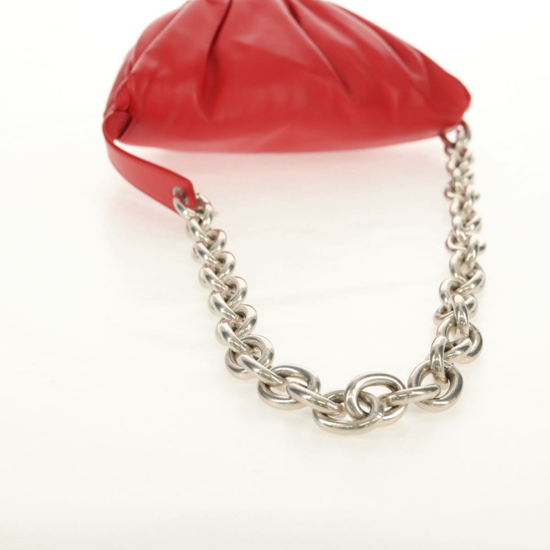 【日本直送】BOTTEGA VENETA 鏈條肩背包 皮革 紅色 銀色 正品 BA7679V-6