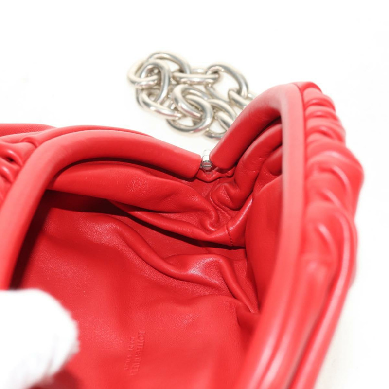 【日本直送】BOTTEGA VENETA 鏈條肩背包 皮革 紅色 銀色 正品 BA7679V-19