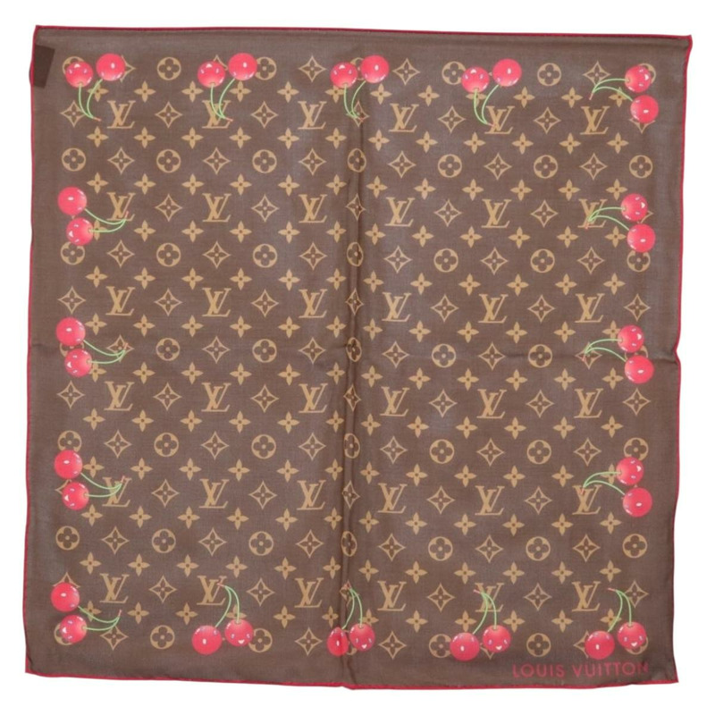 【日本直送】路易威登 Monogram Cherry LVxTM Carre 55 絲巾 M96090 LV Auth BA7938M-0