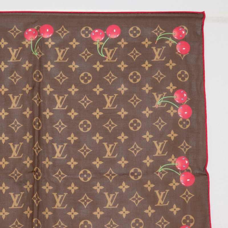 【日本直送】路易威登 Monogram Cherry LVxTM Carre 55 絲巾 M96090 LV Auth BA7938M-2