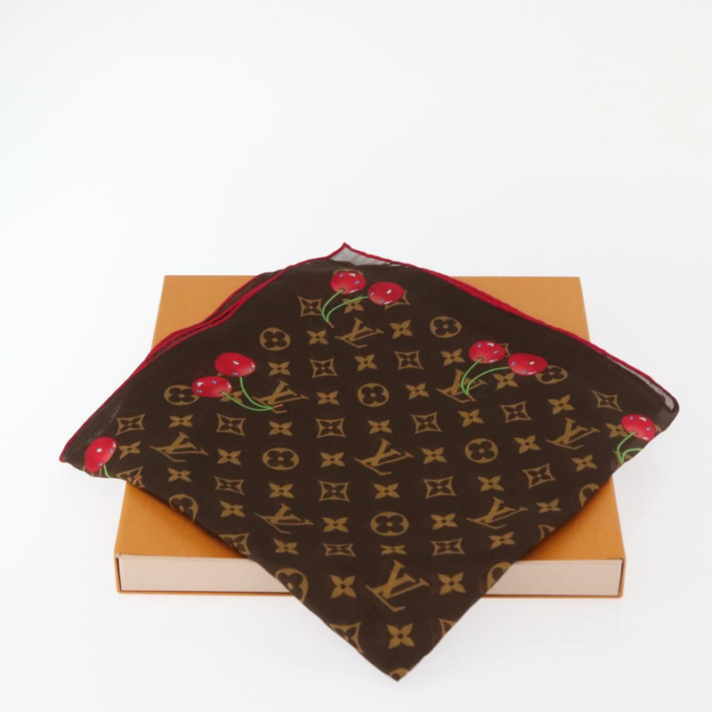 【日本直送】路易威登 Monogram Cherry LVxTM Carre 55 絲巾 M96090 LV Auth BA7938M-12