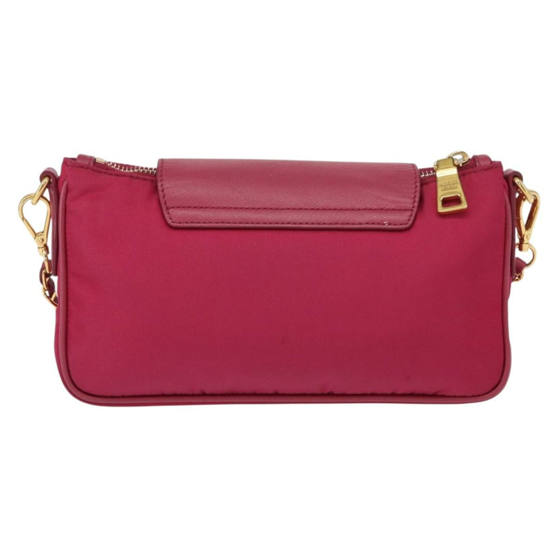 【日本直送】PRADA 鏈條單肩包 尼龍皮革 粉紅色 金色裝飾 正品 ka140-1