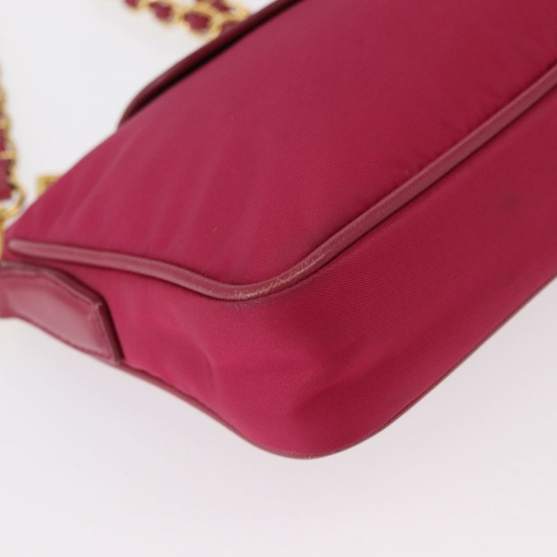 【日本直送】PRADA 鏈條單肩包 尼龍皮革 粉紅色 金色裝飾 正品 ka140-7