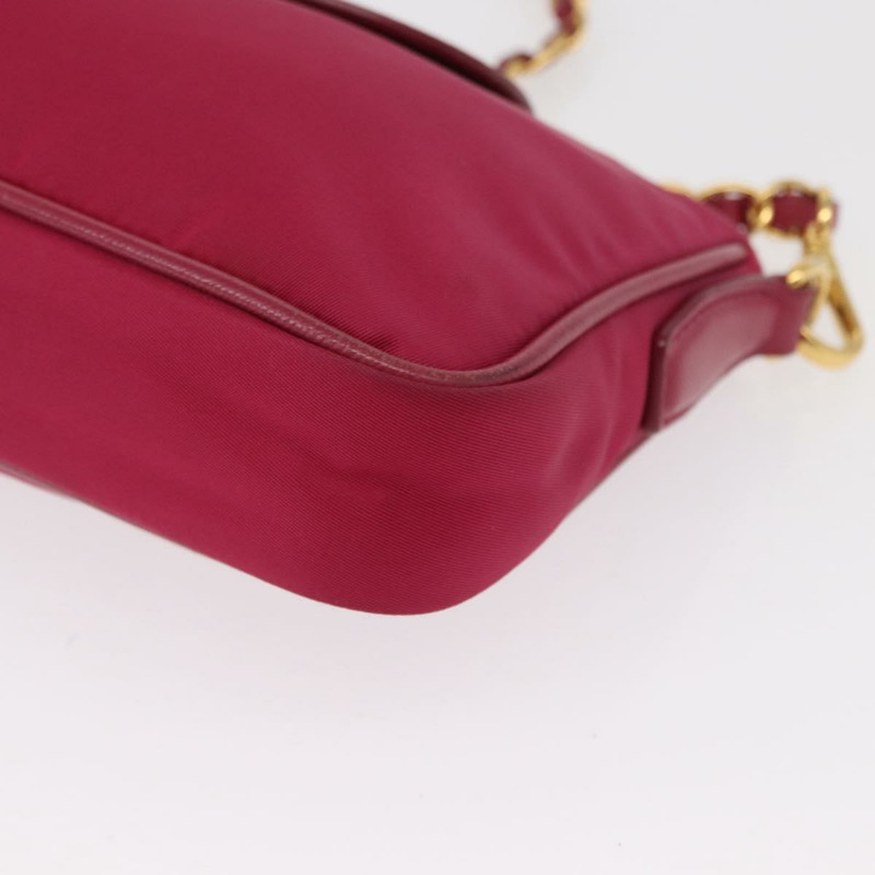 【日本直送】PRADA 鏈條單肩包 尼龍皮革 粉紅色 金色裝飾 正品 ka140-14