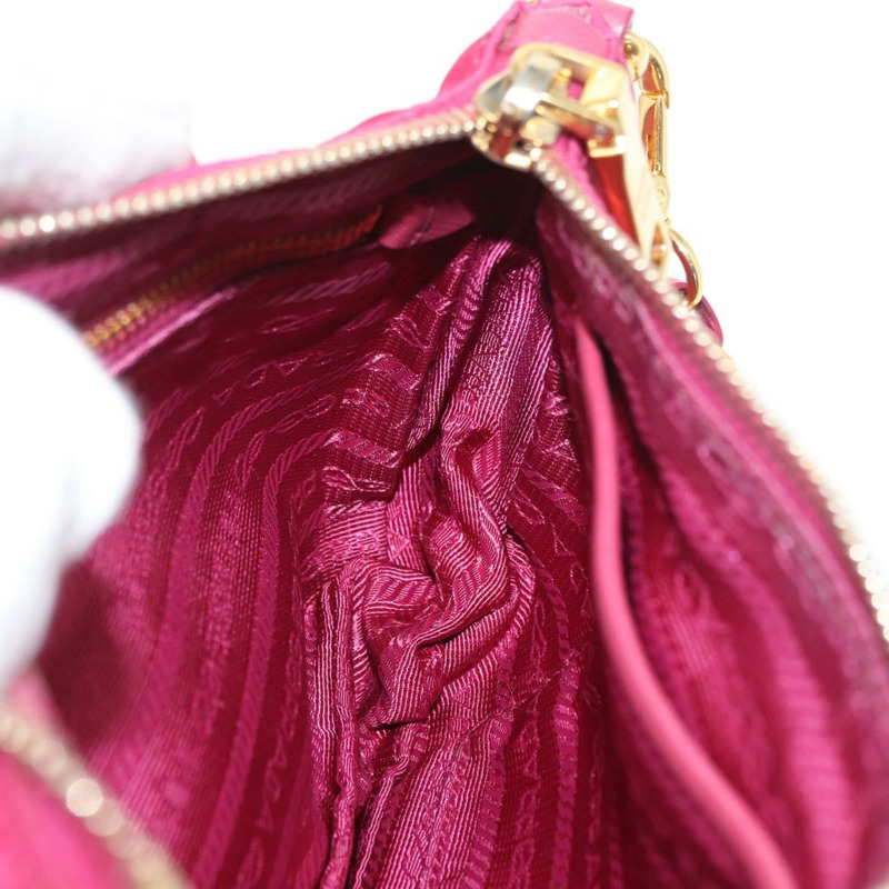 【日本直送】PRADA 鏈條單肩包 尼龍皮革 粉紅色 金色裝飾 正品 ka140-19