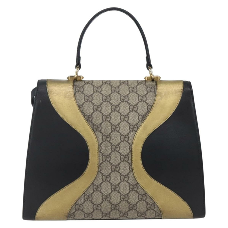 【日本直送】GUCCI GG Supreme 貓頭手提包 PVC 兩用 米色 金色 476435 正品 153975-1