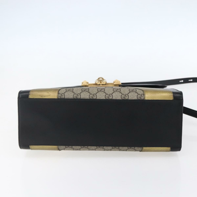 【日本直送】GUCCI GG Supreme 貓頭手提包 PVC 兩用 米色 金色 476435 正品 153975-4