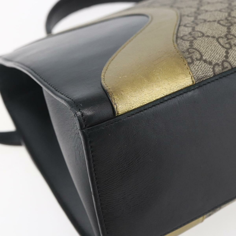 【日本直送】GUCCI GG Supreme 貓頭手提包 PVC 兩用 米色 金色 476435 正品 153975-17