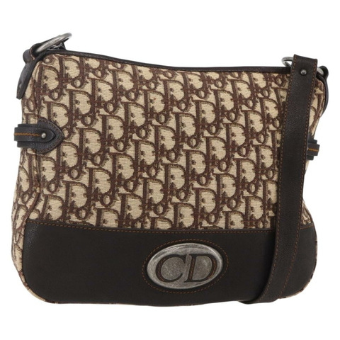 Christian Dior Trotter 帆布肩背包 棕色 正品 153966V