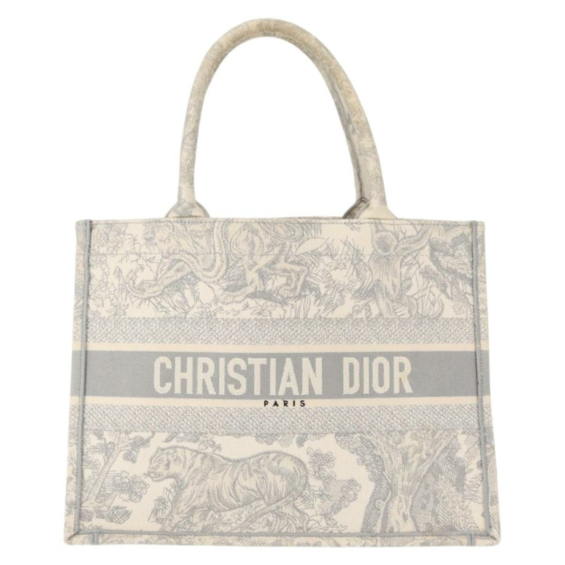 【日本直送】Christian Dior Toile De Jouy Book Tote 手袋 帆布 灰色 正品 ka113V-12