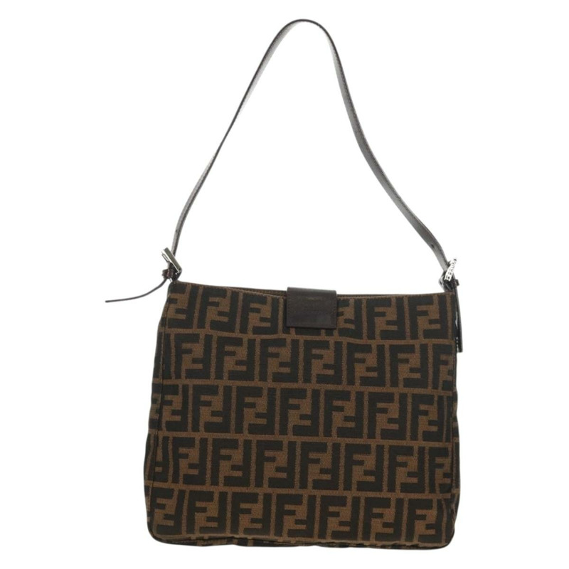 【日本直送】FENDI Zucca帆布Mamma Baguette單肩包 黑色棕色 正品 153620SAV-1