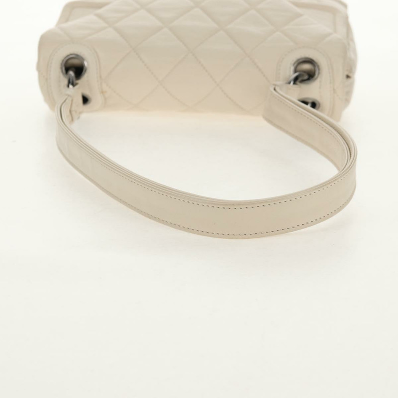 【日本直送】香奈兒單肩包，羊皮材質，白色，銀色雙C標誌，正品編號148619AV-6