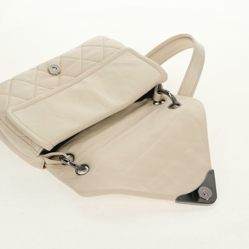 【日本直送】香奈兒單肩包，羊皮材質，白色，銀色雙C標誌，正品編號148619AV-20