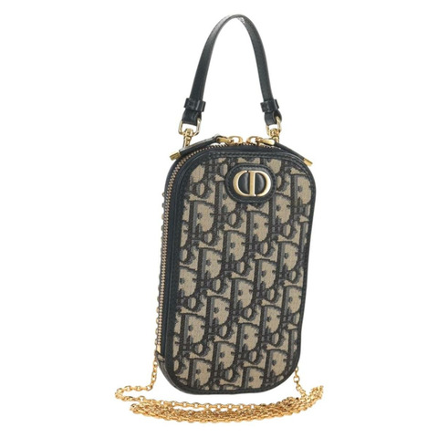 Christian Dior Trotter帆布手機支架鏈條蒙田包海軍藍正品 154027M