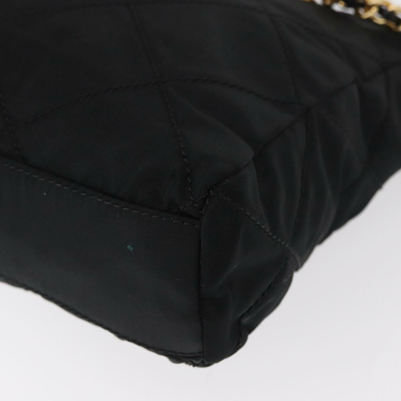 【日本直送】PRADA 尼龍黑色金色鏈條單肩包 Auth bs31178-16