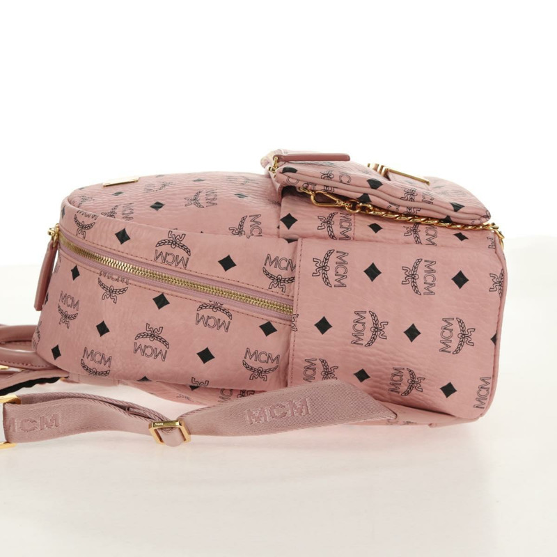 【日本直送】MCM Vicetos Logoogram 背包 PVC 皮革 粉紅色 金色 正品 yk19517A-3