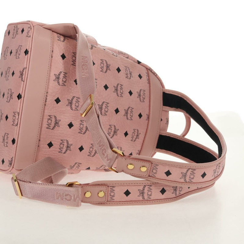 【日本直送】MCM Vicetos Logoogram 背包 PVC 皮革 粉紅色 金色 正品 yk19517A-8